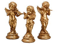 11.5" - 12.25"H Angel With Flute/Violin/Harp (3 Ea/set) Gold (pack of 1)