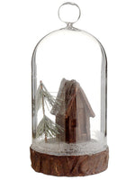 8.5" House/Pine Tree in Glass Dome Brown Green (pack of 2)
