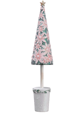 13.5" Glittered Table Top Tree Pink Green (pack of 8)