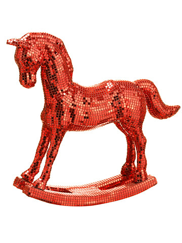 17" Sequin Rocking Horse  Red (pack of 2)