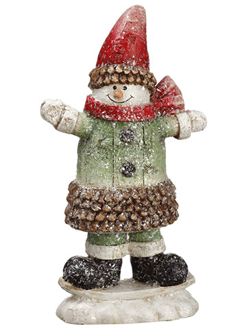 14.5" Snowed Pine Cone Snowman Red Green (pack of 2)