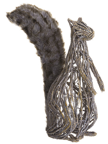 19"Hx14"L Twig Squirrel with Fur Tail Natural Whitewashed (pack of 2)