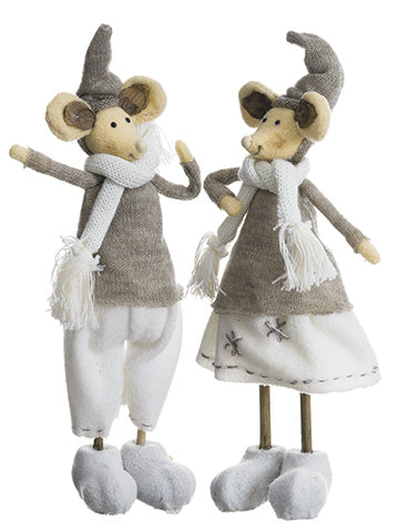 10" Mr. And Mrs. Mouse (2 ea/set) White Beige (pack of 2)