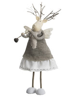 14" Reindeer Angel Playing Flute Cream Beige (pack of 3)