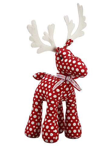 35" Merry Christmas Polka Dot Reindeer Red White (pack of 1)