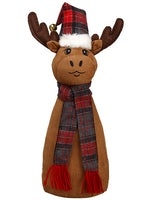 13.5" Bean Bag Moose With Scarf Brown Red (pack of 6)