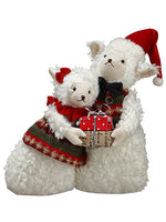 14" Mr.& Mrs. Sheep Holding A Gift Box Cream Red (pack of 6)