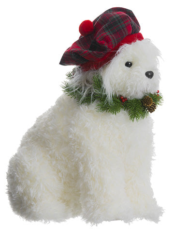 20" Old English Sheepdog With Plaid Hat White (pack of 1)