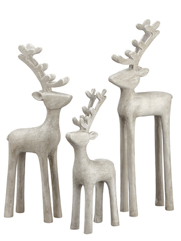 8.5"-12.5" Reindeer (3 Ea/set) Antique White (pack of 4)