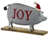 8.5"Hx13.25"L Joy Pig With Hat  Gray Red (pack of 6)