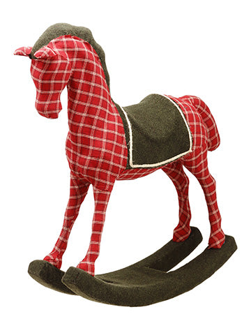 22.85" Plaid Rocking Horse  Red Green (pack of 2)