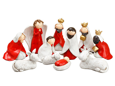 1.5"-5" Nativity Set (10 ea/set) White Red (pack of 1)