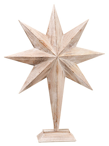 25.25" Wood Star Table Top  White Whitewashed (pack of 2)