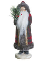 10" Santa With Snowed Pine Tree Gray Red (pack of 2)