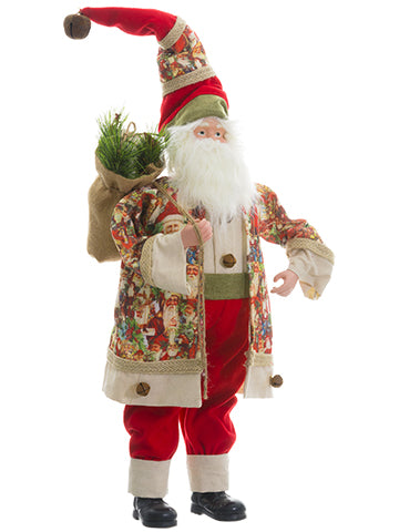24" Santa With Gift Bag  Red Green (pack of 1)