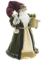 28" Santa With Gift Bag  Green Burgundy (pack of 1)