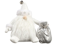9" Santa With Gift Bag  White Silver (pack of 6)