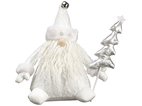 12" Santa Holding A Tree  White Silver (pack of 6)