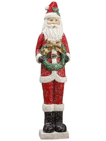 35" Snowed Santa With Wreath  Red Green (pack of 1)