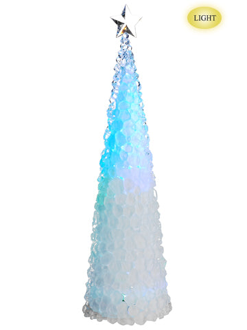 26" Battery Operated Ice Cone Topiary with Light Clear White (pack of 1)
