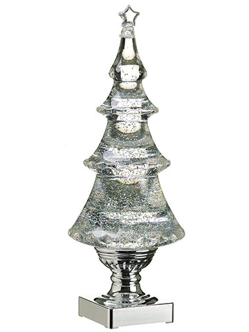 13.5" Battery Operated Christmas Tree with Light Silver (pack of 4)