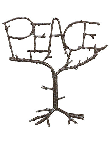 10" Peace Table Top  Brown Silver (pack of 2)