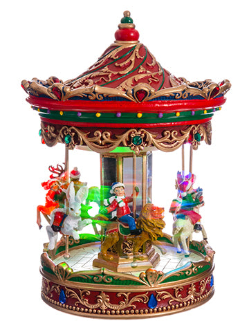 10" Carousel Music Box w/Light (battery Operated) Red Mixed (pack of 1)