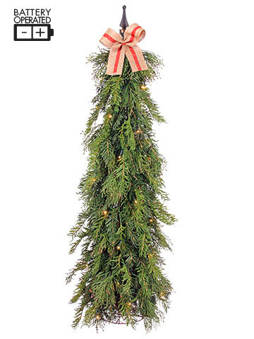 40" Battery Operated Pine/Juniper Topiary With Light Green (pack of 1)