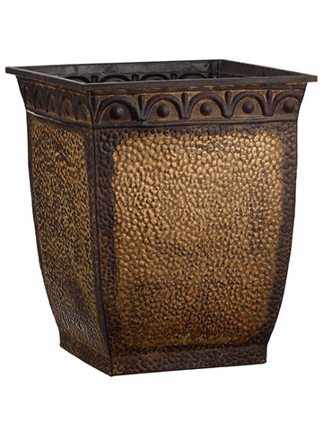 22.5" Large Sq Metal Planter  Two Tone Brwon (pack of 1)