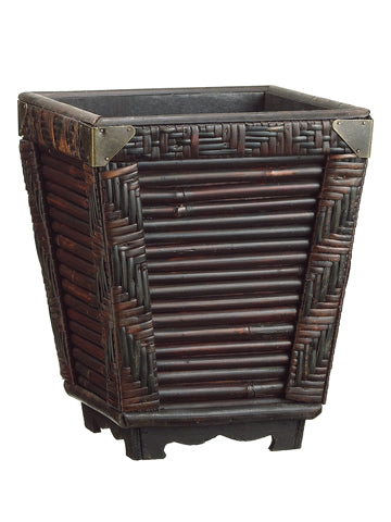 8" Square Wood Planter  Brown (pack of 1)