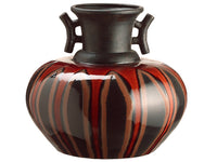 12.5"Hx14"W Ceramic Vase  Orange Black (pack of 1)
