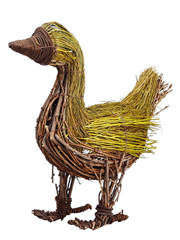 10.5" Rattan Duck  Green Natural (pack of 6)