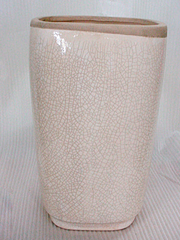 12.6"Hx5.9"Wx7.8"L Ceramic Oblong Vase Beige (pack of 1)