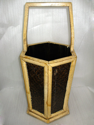 19.5" Wood Planter  Brown Cream (pack of 1)