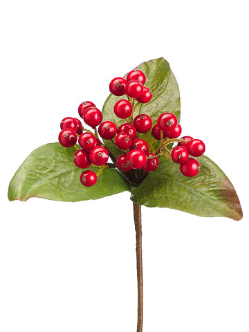 9" Plastic Berries Pick  Red (pack of 24)