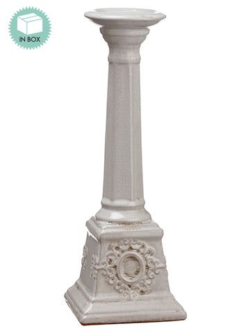 16" Ceramic Candleholder with Re-Shippable Inner Box White (pack of 1)