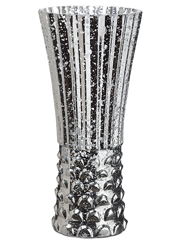 10"Hx4.5"D Silver Stripe Glass Vase Silver (pack of 1)