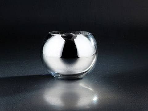 6.5"Hx8"D Glass Vase  Silver (pack of 1)