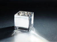 6"Hx6"Wx6"L Square Candleholder Silver (pack of 1)