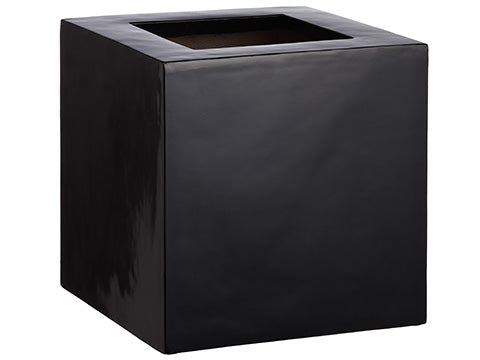 18"Hx18"Wx18"L Fiberglass Square Planter Black (pack of 1)
