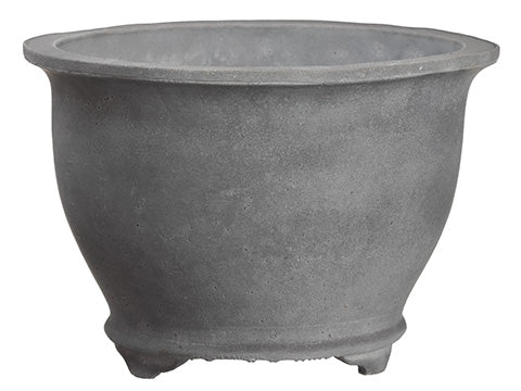 12"D Round Poly Resin Pot  Gray (pack of 8)