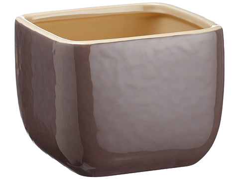 4.1"Hx5.3"Wx5.3"L Ceramic Container Taupe (pack of 1)