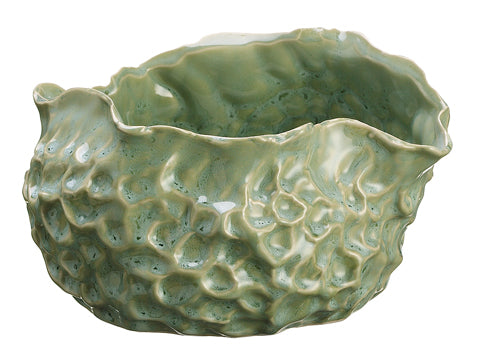 5.9"Hx7.4"Wx9"L Ceramic Vase  Green (pack of 1)