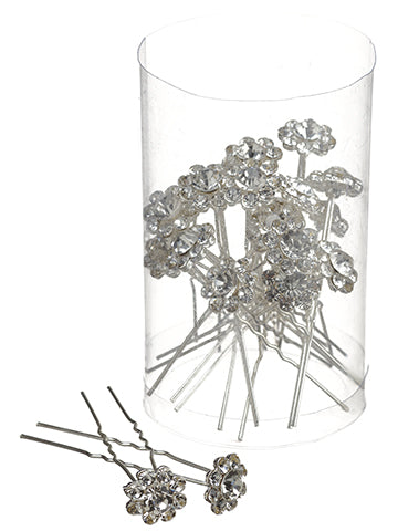2.5" Rhinestone Bouquet Pick (20 ea/acetate box) Silver (pack of 6)