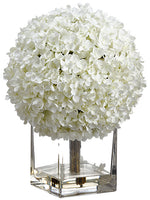 17" Hydrangea in Glass Vase  White (pack of 4)