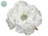 5.5" Rhinestone Rose With Clip Cream (pack of 12)