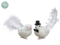 3.5" Feather/Glitter Bridal Bird With Veil on Clip & Hanger (2 Styles/Assortment) A (pack of 24)