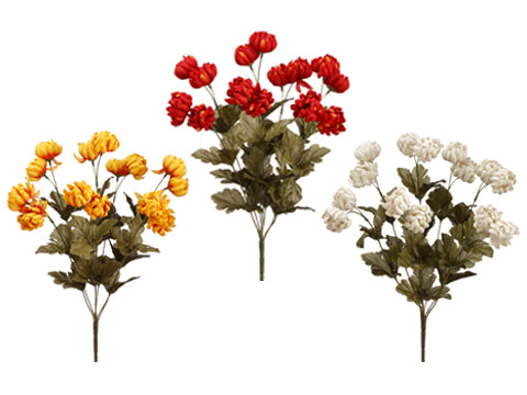 18" Mini Ball Mum Bush (3 Color Assortment) Assortment (pack of 12)