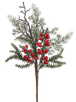 20" Needle Pine/Berry Pick  Green Red (pack of 12)
