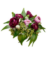 6" Ranunculus/Ruscus Bush  Purple Green (pack of 12)